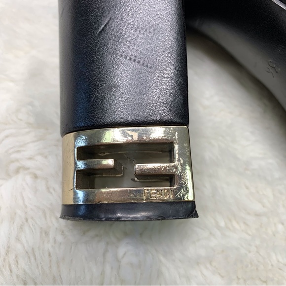 Fendi Women's Ankle Black Zip Leather Heeled Boots Size 36 - Picture 8 of 15